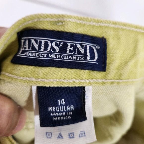 Lands'‎ End Direct Merchants Crop Jeans Womens 14 Reg Yellow Green - Picture 5 of 7